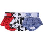 Avont 3 Pack Washable Dog Diapers Female, Reusable Dog Period Diapers Cover, Female Dog Diapers for Heat Cycle, Incontinence, Girl Dog Diapers Dress -L Web/Milk/Jeans