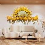 The Handicraft Store, 7 Running Horses with Sun - Metal Wall Decor, with LED light for Home & Office Decor, Size - 54 x 36 Inches