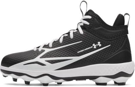 Under Armour Men's Spotlight Mid TPU Football Cleats, (001) Black/White/White, 8.5, US