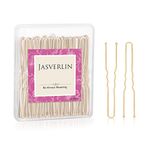 JASVERLIN U Shaped Hair Bobby Pin Blonde, U Hair Pins for Buns Maker Hairpins Updos Long Large Curly Waved Hairstyling Clips for Women Girls Ballet Wedding 2.4inch 100pcs