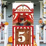 Halloween Carnival Circus Theme Party Decorations Halloween Clown Carnival Photo Door Banner Scary Ticket Circus Backdrop Carnival Photo Booth Props Circus Theme Party Decorations for Halloween Party