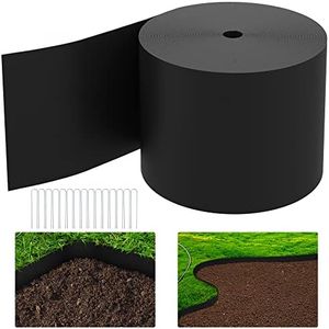 Watayo 50 FT Grass Barrier Landscape Edging Coil -5 inch Depth Terrace Board Edging -Flexible Garden Bed Edging -Weed Barrier Edging for Garden Lawn Area Driveway Path Sidewalk