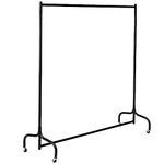 Vivo Technologies 5ft Heavy Duty Metal Clothes Rail Garment Rail Clothe Hanging Rail with Wheels Black Single Clothing Rail No Tools Required