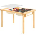 Bateso Sensory Table with 2 Foldable Storage Bins, Multifunction Wooden Sand and Water Table with Double-Side Board & Paper Roll Dispenser, Activity Game Table, Indoor Outdoor Use, for Kids