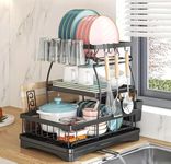 Scizor Dish Drying Rack,3-Tier Dish Rack with Drainboard for Kitchen Counter, Durable & Rust Dish Drying Rack with Cutlery,Dish Drainers for Counter,Drain Board Tray for Kitchen Counter (199 Rack)