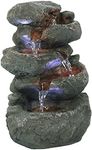 Sunnydaze Stacked Rocks 10.5 Inch Indoor Tabletop Water Fountain with LED Lights - Quiet Sounds