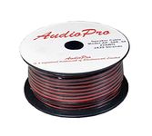 AudioPro® Speaker Cable Wire 22 AWG (2 x 29 Strands) Select 25m or 50m Reel Colour White/Clear Transparent HiFi Home Audio Surround Sound etc (50m Reel, Red & Black)