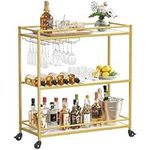 Lifewit Bar Cart Gold, 3 Tier Wine 