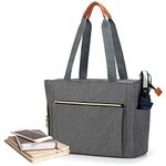 CURMIO Teacher Tote Bag for Women, Portable Teacher Tote Bag with Padded Sleeve and Compartments for Laptop, School Supplies, Fits for Teachers, Gery (Patented Design)