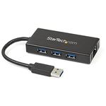 StarTech.com USB 3.0 Hub with Gigabit Ethernet Adapter - 3 Port - NIC - USB Network / LAN Adapter - Windows & Mac Compatible (ST3300GU3B)