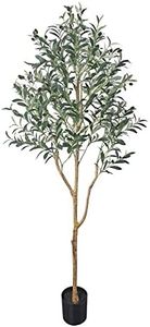 Phimos Artificial Olive Tree Tall Fake Potted Olive Silk Tree with Planter Large Faux Olive Branches and Fruits Artificial Tree for Modern Home Office Living Room Floor Decor Indoor (5.24FT)