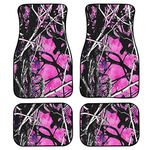 Suobstales Car Floor Mats Pink Camo Accessories for Cars, SUVs and Trucks 4 Pcs All-Season Rubber Front Rear Floor Foot Mats Hunting Forest Camouflage