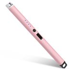 Candle Lighter, Rechargeable USB Electric Lighter, Windproof Flameless, LED Display, Battery Indicator for BBQ, Grill, Camping, Fireplace, Stove, Parties(Rose Gold)