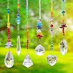 Belle Vous 6 Pack of Hanging Crystal Chakra Ornaments - 18-22cm/7.08-8.66 Inches Suncatcher/Rainbow Maker Pendants - Colourful Chandelier Glass Prisms for Home, Office or Garden Decoration