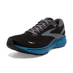 Brooks Men's Ghost 15 Neutral Running Shoe, Black/Blackened Pearl/Blue, 9 UK