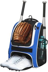 Youth Baseball Bag - Bat Backpack for Baseball, T-Ball & Softball Equipment & Gear, Bat & Glove Holder Gift, Large Main Compartment for Helmet & accessories, Separate Shoes Compartment, Fence Hook