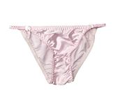 LSHARON Women's Sexy 100% Mulberry Silk Thong G-String Lingerie Underwear Briefs Panties (M(Tag L), Pink)