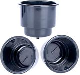 (Set of 3) Amarine-made Black Recessed Plastic Cup Drink Can Holder with Drain for Boat Car Marine Rv - Black