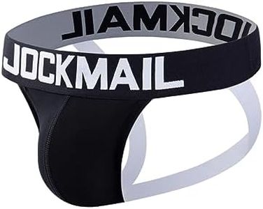 Mens Jockstrap Underwear Wide Belt Athletic Supporter Mens Thongs Sport Underwear Jock Strap (Medium, 204black)