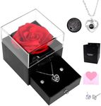 LIAN Real Preserved Rose Birthday Gifts for Women, with Necklace and 925 Sterling Silver Earrings. Women Girlfriend Wife Mother Present for Birthday, Valentine's Day, Anniversary, Mother's Day