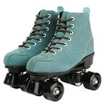 XUDREZ Cowhide Roller Skates for Women and Men High-Top Shoes Double-Row Design,Adjustable Classic Premium Roller Skates (Blue,10)