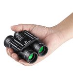 QUNSE Mini Pocket Small Binoculars, 10x25 Bird Watching Compact Folding Binoculars with Waterproof for Adults/Kids/Travelling/Sightseeing/Hunting