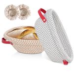 Banneton Sourdough Bread Proofing Baskets, 10 inch Oval + 9 inch Round with Liner & Cover, Cotton Rope Proofing Baskets for Sour Dough Bread Baking, Artisan Bread Making, Gifts for Women,Bakers
