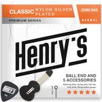 Classical Nylon Guitar Strings - Ball-End For Fast&Easy Restring - Normal Tension For Pain-Free Playing - Special Non-Slip Pick & 5 Accessories Inside