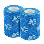 A-TAPE Breathable Self Adhesive Cohesive Bandage for Humans & Pets (Dogs, Cats, Birds) –Sports, Wrap, Athletic, Non Woven First Aid Medical, Wrist, Swelling (7.5 cm X 4.5 mtr, Pack of 2) Blue Paw