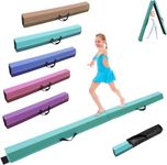 8FT/9FT Folding Balance Beam, FINCOME Gymnastics Beam Equipment PU Leather Cover for Kids Adults, with Non Slip Rubber Base Carry Handle for Practice, Physical Therapy and Professional Home Training