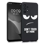 kwmobile TPU Silicone Case Compatible with Samsung Galaxy A13 4G - Case Soft Cover - Don't Touch My Phone White/Black