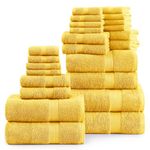 Bath Towel Set for Bathroom, 24 PC 100% Cotton Towels Set - 4 Extra Large Bath Towels, 6 Hand Towel, 2 Oversized Bath Sheet Towels, 8 Wash Cloths for Your Face, 4 Fingertip Towels - Mimosa