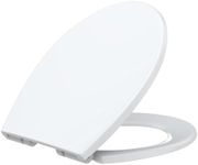 Toilet Seat,Round Toilet Seat with Quiet Close, Quick Release Hinges,Slow Close Toilet Seat and Non-Slip Bumpers, Easy to Install and Clean, Never Loosens-Fits Most Round Toilets,White