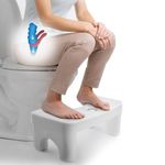 Toilet Stool Potty, Bathroom Stool to Improve Bowel Movements, 7inch Poop Stool Fits 14 to 16inch Toilets, Double Anti-Slip Design Toilet Step Stool for Bathroom - White