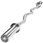 EZ Bar Curl Barbell 4ft-22LB 330LBS Capacity Olympic Bearing Barbell (330LB-Sliver)