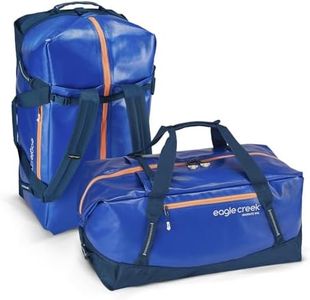 Eagle Creek Migrate Duffel Travel Bag - Featuring Durable Water-Resistant 100% Recycled Materials, Wide Mouth Opening, and Tuck Away Backpack Straps, Mesa Blue, 90 L