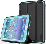 iPad Mini case - Dunno Three Layer Heavy Duty Full Body Protective Stand Cover Case for Apple iPad Mini 1/2/3 (Black/Light Blue)