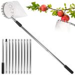 Polegas 4.2M Fruit Picker, Stainless Steel Apple Picker with Telescopic Handle, Tree Picker Tool with Lightweight Stainless Steel Connecting Pole & Fabric Bag, Fruit Grabber Easy to Assemble