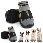 Hcpet Dog Boots Waterproof for Dog with Reflective Velcro Rugged Anti-Slip Sole and Skid-Proof Outdoor Paw Wear for Medium to Large Dogs 4Ps (Black-Upgrade, 7: 3.2"x2.8"(L*W) for 63-75 lbs)