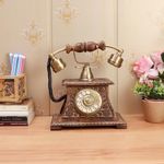 TrenDec Decorative Telephone Non-Working | Tabaleware Decorative itme | Telephone for Table | Antique Telephone for Decor Room | Vintage Collection Size :24x15x28, Colur : Wood Brown