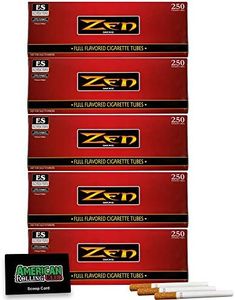 Zen Cigarette Tubes | Regular - Red Box | King Size | 5 Pack | 1250 Tubes | Includes American Rolling Scoop Card