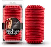 Blush Novelties Temptasia Red Bondage Rope - 32 Feet No-Slip Shibari Rope of 100% Cotton Comfortable BDSM - Easy to Clean Machine Washable -Thick and Sturdy for Heavy Duty Binding - Kinky Sex Toy