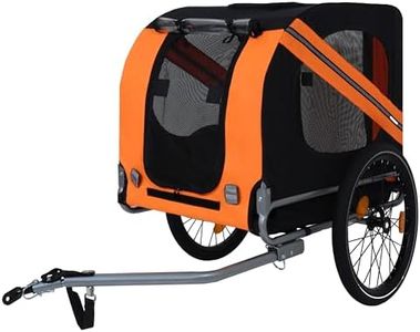 Plturdke Dog Bike Trailer for Large Dogs up to 120LBS - All-Terrain Foldable Pet Carrier with Heavy-Duty Steel Frame for Cycling, Camping or Outdoor Trips (Black+Orange)