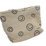 Retro Corduroy Smiley Cosmetic Bag，Makeup Bags for Purse Zipper Cosmetic Pouch, Aesthetic Women Handbags Purses, Girls Pencil Case Bags(Beige Smile)