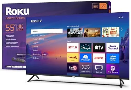 Roku Smart TV 2025 – 55-Inch Select Series, 4K HDR TV – Roku TV with Enhanced Voice Remote – Flat Screen LED Television with Wi-Fi for Streaming Live Local News, Sports, Family Entertainment