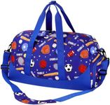 Choco Mocha Kids Duffle Bag Boys Soccer Duffle Bag for Kids Travel Bag Boys Overnight Bag for Kids Duffel Bags for Toddler Weekender Bag Childrens Kids Gym Sports Sleepover Bag 6-8 Gift Blue