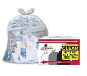 Spartano Clear Garbage Bags 42 x 48 Inch (100 Count), Extra Strong Kitchen Garbage Bag for Waste Bin, Multipurpose Trash Bags For Home & Office & Use