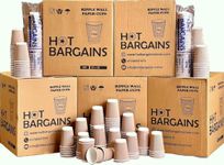 HOT BARGAINS, 500 X 12oz Disposable Kraft Paper Cups | Ripple Paper Cups for Hot & Cold Drinks | Camping Cups | Tea Cups | Coffee Cup | Dessert Cups | Takeaway Coffee Cups (500)