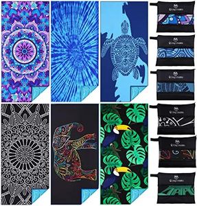 Qinqinamu Microfiber Beach Towel with Bag Oversized 71x32 Sand Free 6 Pack