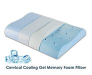 The White Willow Orthopedic Cervical Cooling Gel Memory Foam Pillow for Neck, Shoulder & Spondylitis Pain Relief Contour Bed Pillow for Sleeping with Pillow Cover (23" L x 14" W x 4" H) Blue Queen